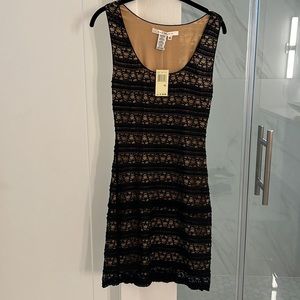 Max Studio Bandage Bodycon Dress Black Lace XS